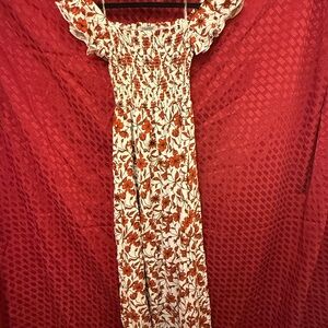 Ashley & Sage Women’s Floral Maxi Dress Size Large in Orange and Cream